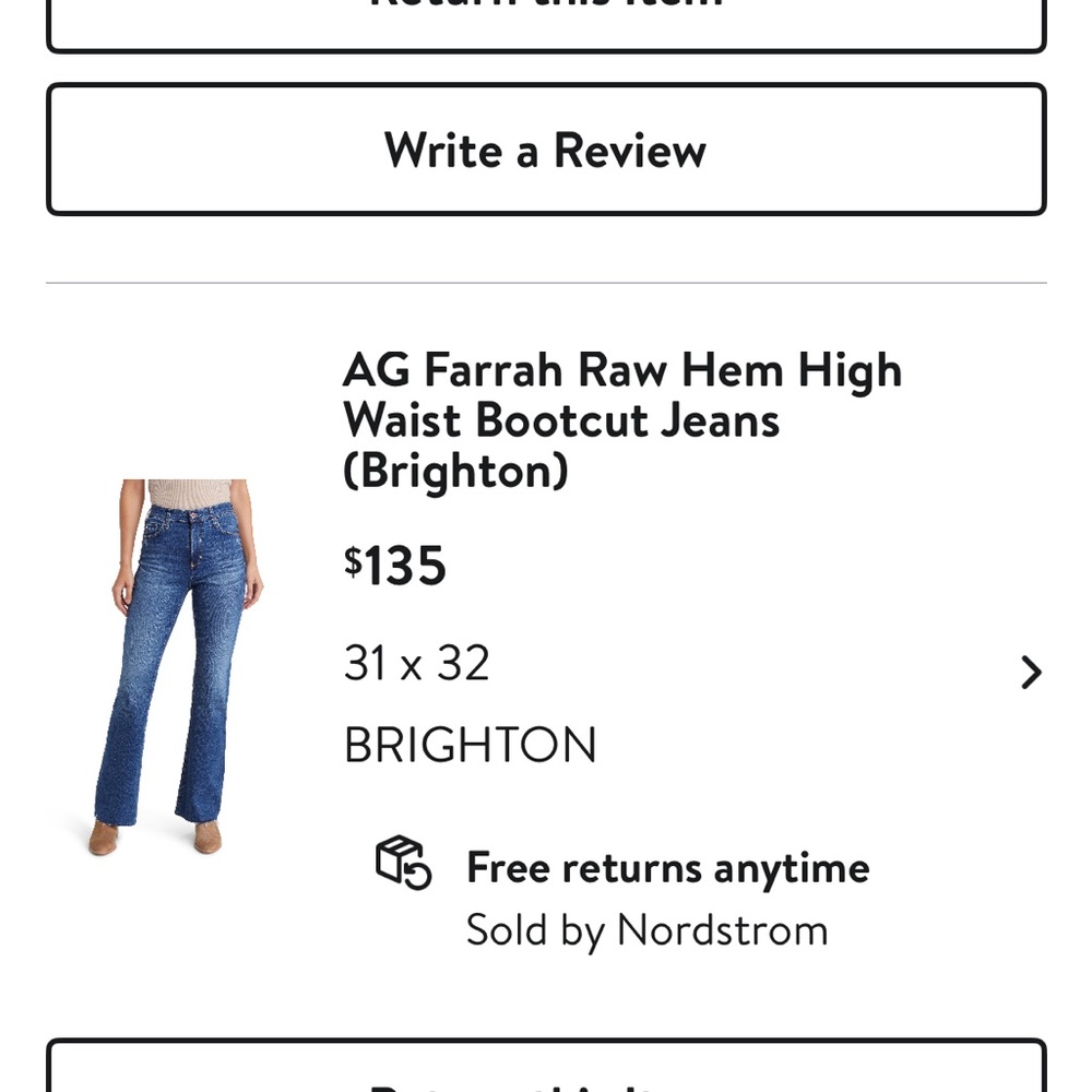 AG Farrah Raw Hem High Waist Bootcut Jeans